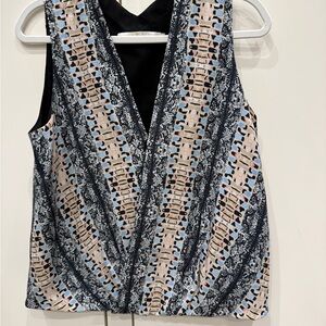 Marie Oliver Geometric Sleeveless Blouse - Black, Cream, Blue